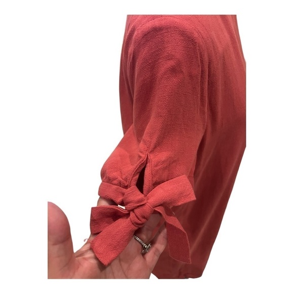 Lulus Orange Linen Rayon Button Back Dress Medium - Picture 9 of 12